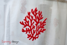 Square table cloth - Coral embroidery (size 130cm)
